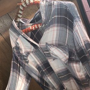 Pink and grey striped cardigan